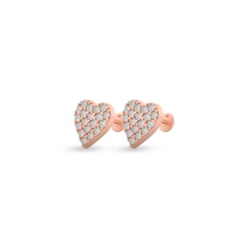 Glinting Heart Diamond Earrings-EF IF VVS-18kt Yellow Gold-