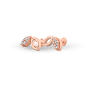 Appealing Dual Leaf Diamond Earrings-EF IF VVS-18kt Yellow Gold-