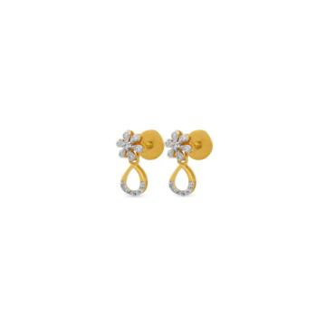 Delicate Floral Pear Drop Diamond Earrings