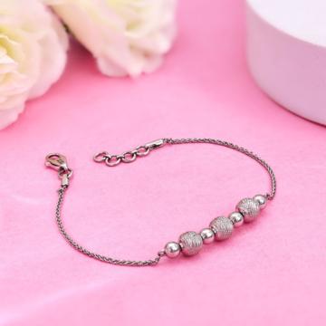 Textured and Plain Bead Platinum Bracelet