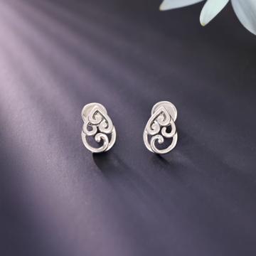 Drop-Shaped Platinum Stud Earrings