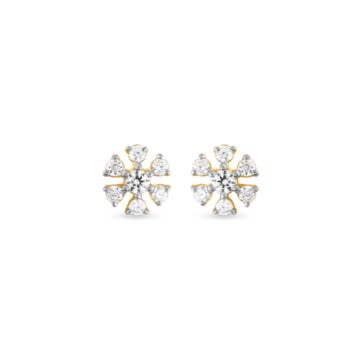 Charming Floral Design Diamond Earrings-GH SI-18kt Rose Gold