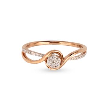 Splendid and Curvature Design Diamond Ring - Diamond Ring-EF IF VVS-18kt Rose Gold-7