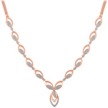 Lovely Leaf Design Link Diamond Necklace-EF IF VVS-18kt Rose Gold