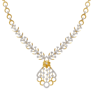 Glossy Floral Diamond Necklace-EF IF VVS-18kt Rose Gold