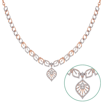 Tantalizing Leaf Diamond Necklace-EF IF VVS-18kt Rose Gold