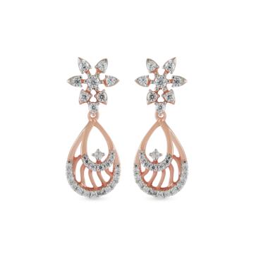 Ebullient Floral Diamond Earrings-EF IF VVS-18kt Rose Gold