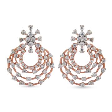 Enticing Floral Concentric Diamond Earrings-EF IF VVS-18kt Rose Gold