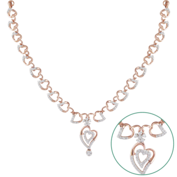 Lovely Heart Shaped Diamond Necklace-EF IF VVS-18kt Rose Gold