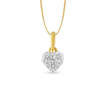 Heart O French Diamond Pendant-EF IF VVS-18kt Yellow Gold
