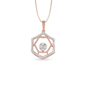 Sparkling Hexa Pattern Diamond Pendant-EF IF VVS-18kt Rose Gold