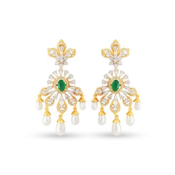 Opulent Pearl Charms Diamond Earrings-EF IF VVS-18kt Rose Gold