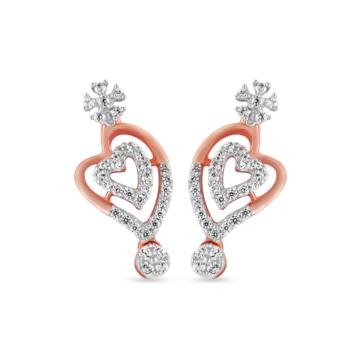 Amazing Floral Heart Diamond Earrings-EF IF VVS-18kt Rose Gold