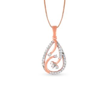 Funky Glint Stone Diamond Pendant-EF IF VVS-18kt Rose Gold