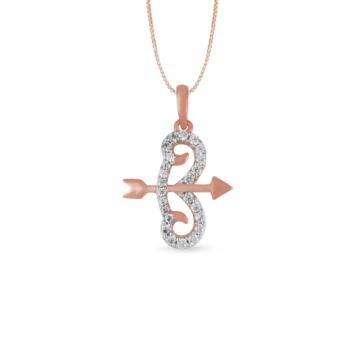 Unique Stellar Bow and Arrow Diamond Pendants-EF IF VVS-18kt Rose Gold