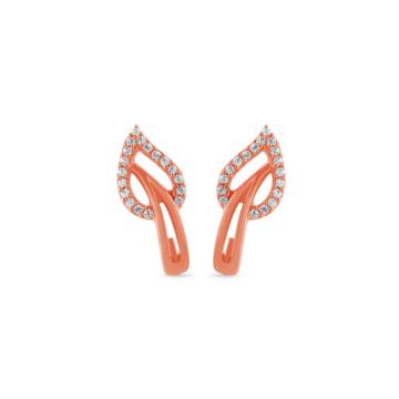 Dainty Leaf Diamond Earrings-EF IF VVS-18kt Rose Gold