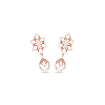 Amazing Bloomed Sunflower Pattern Diamond Earrings-EF IF VVS-18kt Rose Gold