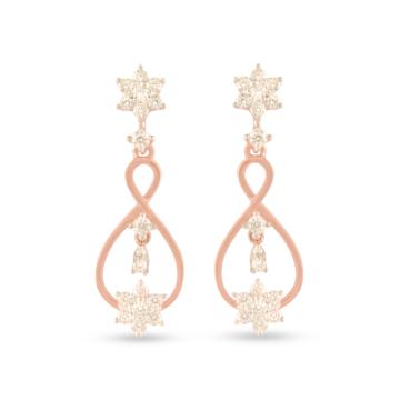 Royal Star style Infinity Pattern Diamond Earrings-EF IF VVS-18kt Rose Gold