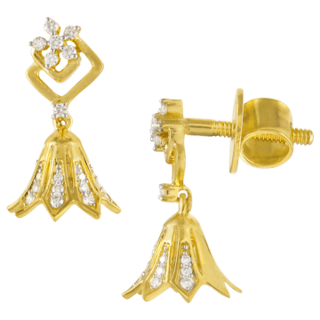 Modern Bloomed Floral Pattern Diamond Earrings-EF IF VVS-18kt Rose Gold