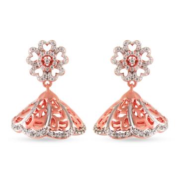 Flamboyant Floral Diamond Earrings-EF IF VVS-18kt Rose Gold
