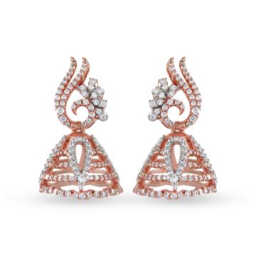 Captivating Floral Pattern Diamond Earrings-EF IF VVS-18kt Rose Gold