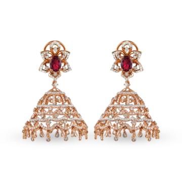Stylish Chandelier Floral Diamond Earrings-EF IF VVS-18kt White Gold