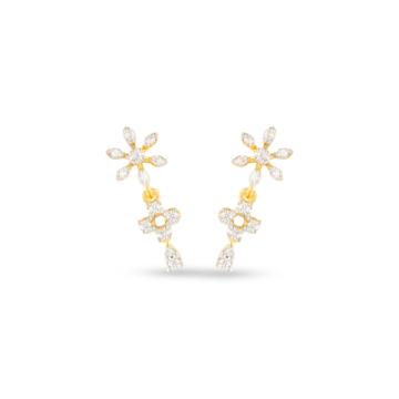 Dazzling Floral Drop Diamond Earrings-EF IF VVS-18kt Rose Gold