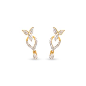Shining Tri Petal Pear Drop Diamond Earrings-EF IF VVS-18kt Rose Gold