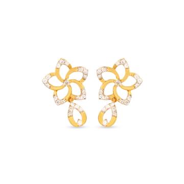 Sparkly Floral Drops Diamond Earrings-EF IF VVS-18kt Rose Gold