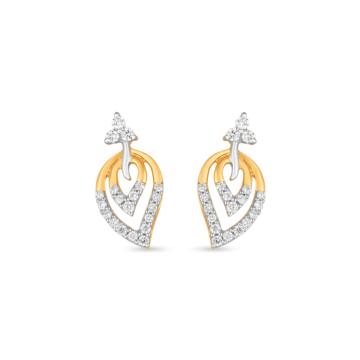 Pristine Leaf Pattern Diamond Earrings-736A000903-1-EF IF VVS-18kt Yellow Gold-