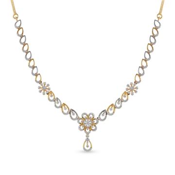 Glorious Blossomy Diamond Necklace-736A001007-1-EF IF VVS-18kt Yellow Gold-