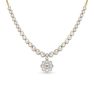 Lustrous Infinity With Floral Diamond Necklace-736A001072-1-EF IF VVS-18kt Yellow Gold-