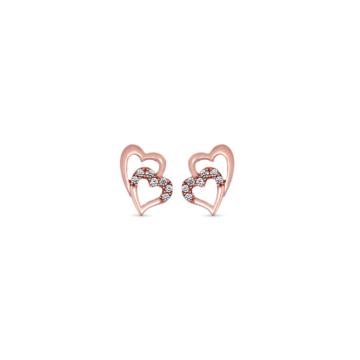 Exquisite Double Heart Diamond Earrings-736A001104-1-EF IF VVS-18kt Yellow Gold-