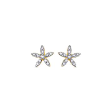 Dainty Floret Diamond Earrings-736A001118-1-EF IF VVS-18kt Yellow Gold-