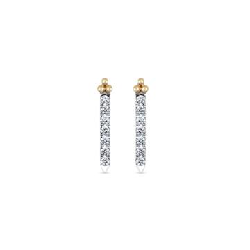 Luminous Stripe Pattern Diamond Earrings-736A001121-1-EF IF VVS-18kt Yellow Gold-