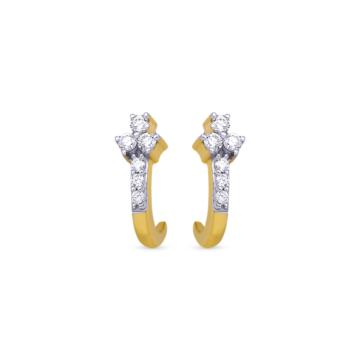 Modish Hoop Diamond Earrings-736A001140-1-EF IF VVS-18kt Yellow Gold-