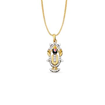 Almighty Lord Balaji Diamond Pendant-736A001145-1-EF IF VVS-18kt Yellow Gold-