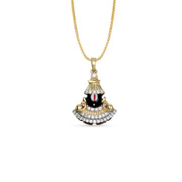 Lord Venkateswara Diamond Pendant-736A001147-1-EF IF VVS-18kt Yellow Gold-