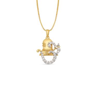 Divine Lingam With Om Diamond Pendant-736A001148-1-EF IF VVS-18kt Yellow Gold-