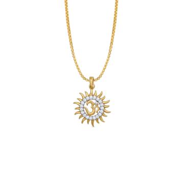 Divine Om Diamond Pendant-736A001153-1-EF IF VVS-18kt Yellow Gold-