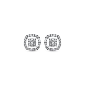 Radiant Cubic Pattern Diamond Earrings-736A001178-1-EF IF VVS-18kt Yellow Gold-