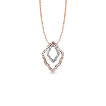 Vintage Multifoil Arch Pattern Diamond Pendant-736A001197-1-EF IF VVS-18kt Yellow Gold-