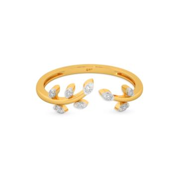 Fascinate Leaf Pattern Diamond Ring-736A001290-1-EF IF VVS-18kt Yellow Gold-12