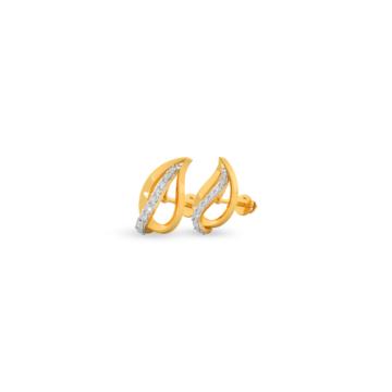 Ethereal Leaf Design Diamond Earrings-736A001431-1-EF IF VVS-18kt Yellow Gold-