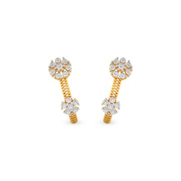 Enchanting Floral Hoop Diamond Earrings-736A001446-1-EF IF VVS-18kt Yellow Gold-