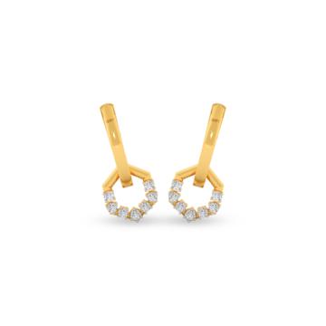 Glitzy Hexa Design Diamond Earrings-736A001703-1-EF IF VVS-18kt Yellow Gold-