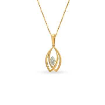Stellar Elliptical Shape Diamond Pendant-736A001711-1-EF IF VVS-18kt Yellow Gold-