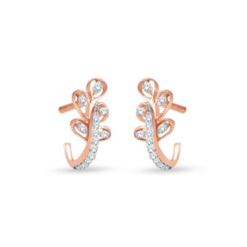Modish Leaf Pattern Diamond Earrings-736A001847-1-EF IF VVS-18kt Yellow Gold-