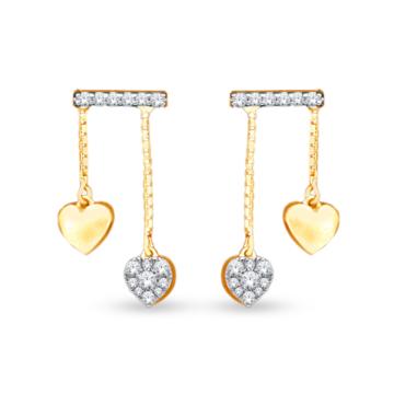 Stellar Dangling Heart Diamond Earrings-736A001850-1-EF IF VVS-18kt Yellow Gold-