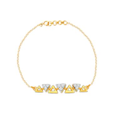 Appealing Triangular Pattern Diamond Bracelet-736A002025-1-EF IF VVS-18kt Yellow Gold-5.5-